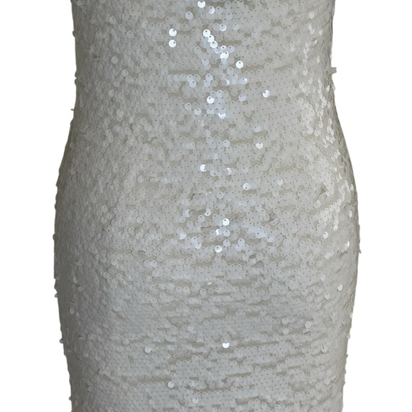 BCBGMaxAzria Nina Sleeveless‎ White Sequin Mini Dress Sz XS Party Bridal Wedding - Picture 7 of 13